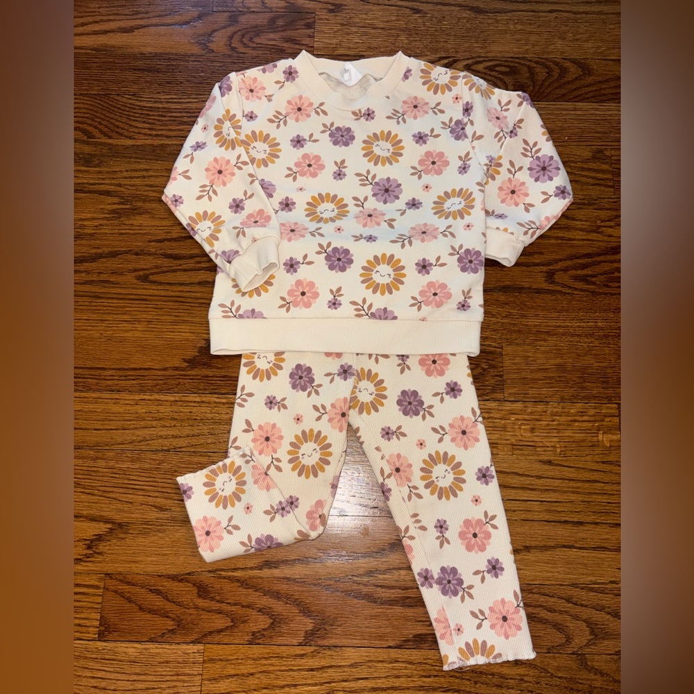 Petite Lem's Mini Threads Floral Kids Sweatshirt Set 24M